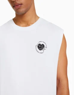 BERSHKA T-shirt workwear sans manches Blanc Online