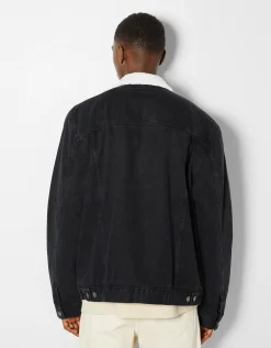 BERSHKA Veste en jean doublure polaire Bleu Best