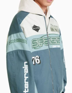 BERSHKA Veste en jean racing Bleu Shop