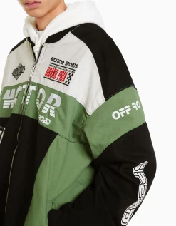 BERSHKA Veste en jean racing Bleu Online