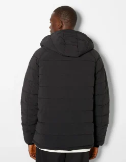 BERSHKA Veste kangourou matelassée Noir Discount
