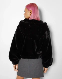BERSHKA Veste polaire à capuche Écru Best Sale